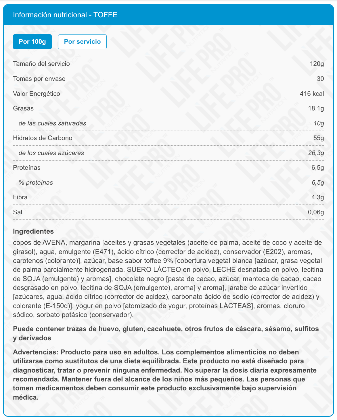 Barrita Food Flapjack 120g - Toffe