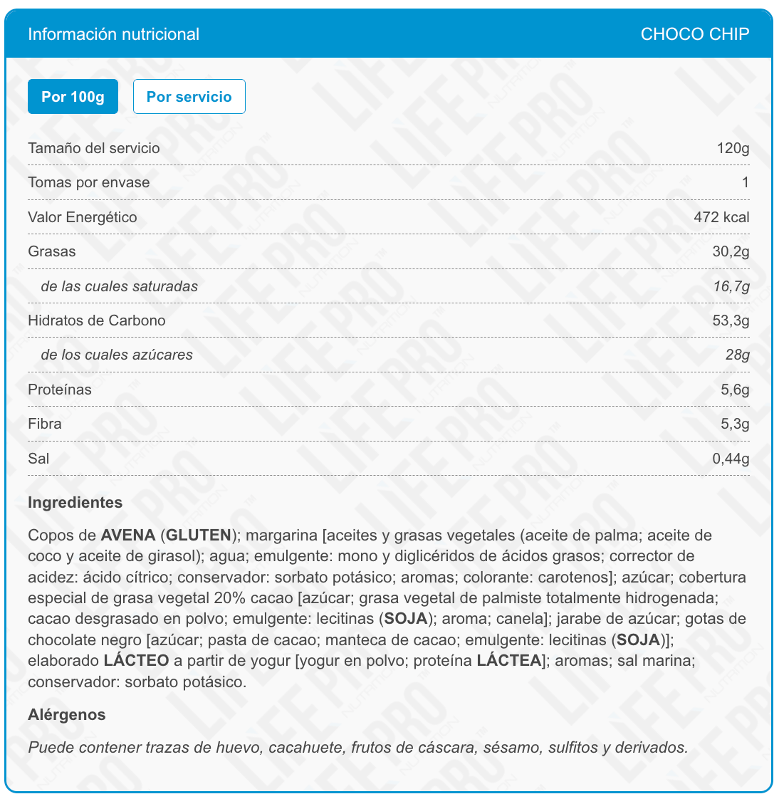 Barrita Food Flapjack 120g - Choco Chip