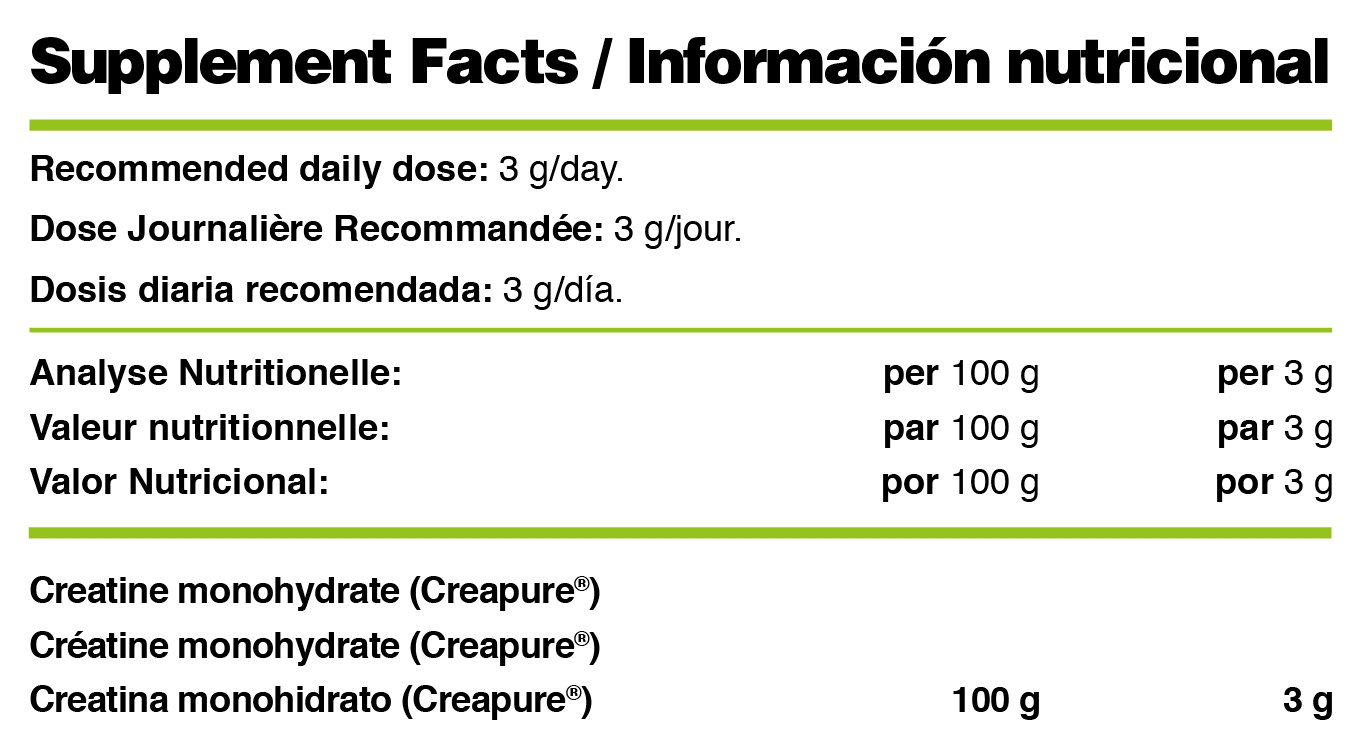 Creatina Creapure 100% 400 gr - Sin Sabor