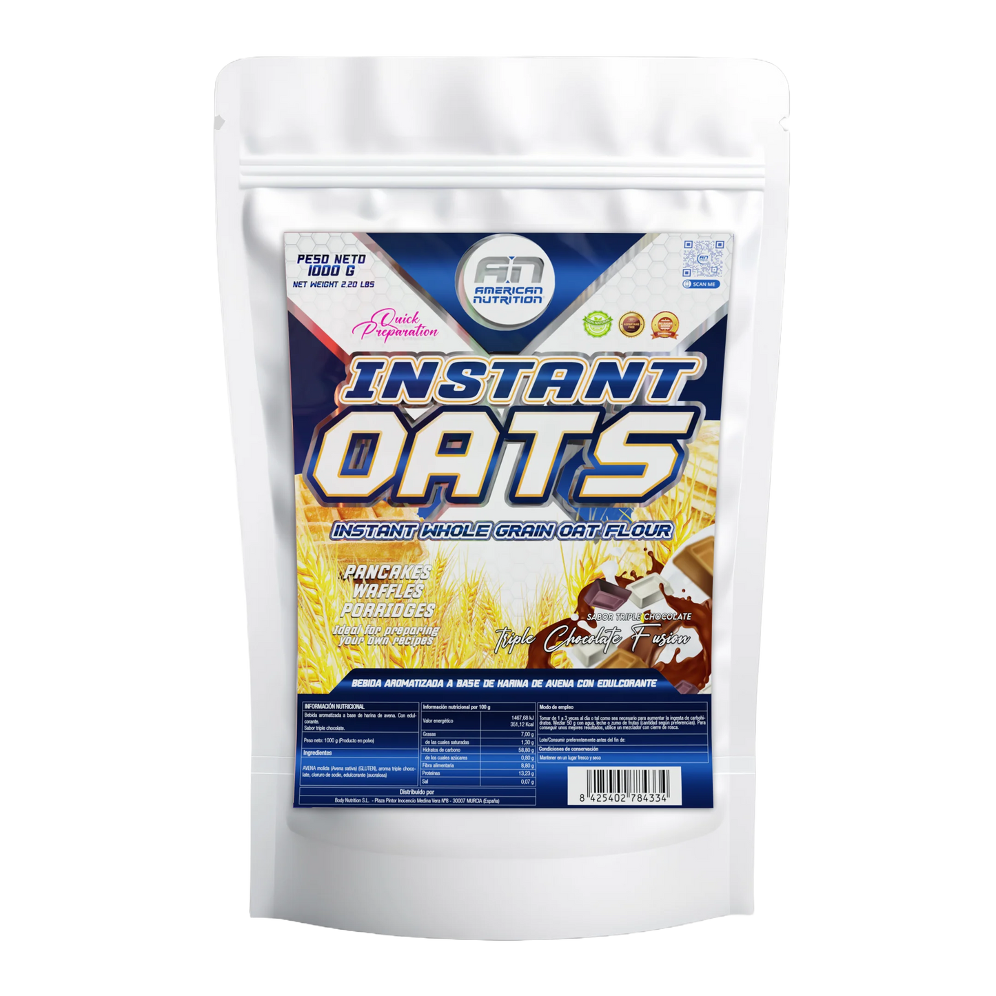 Instant Oats American Nutrition 1kg - Triple Chocolate