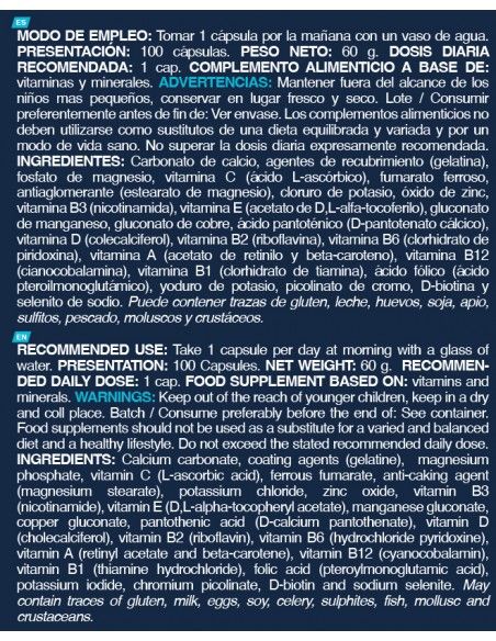 Multi vitaminas y minerales - 100 caps