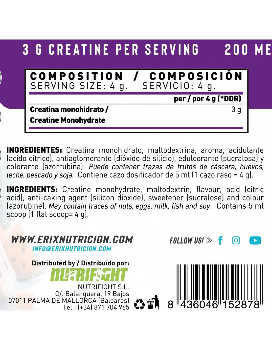 Creatine Pure Micronized 300g - Sandía