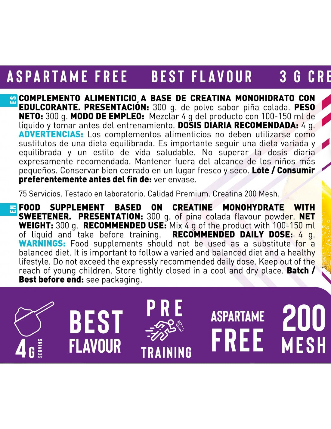 Creatine Pure Micronized 300g - Piña Colada