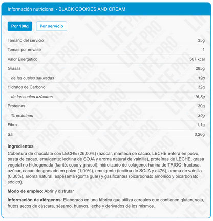Omg Chunky Protein Bar 35g - Black cookies and cream