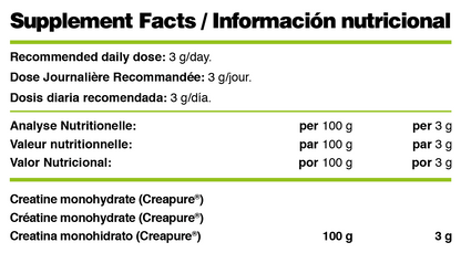 Creatina Creapure 100% 400 gr - Sin Sabor